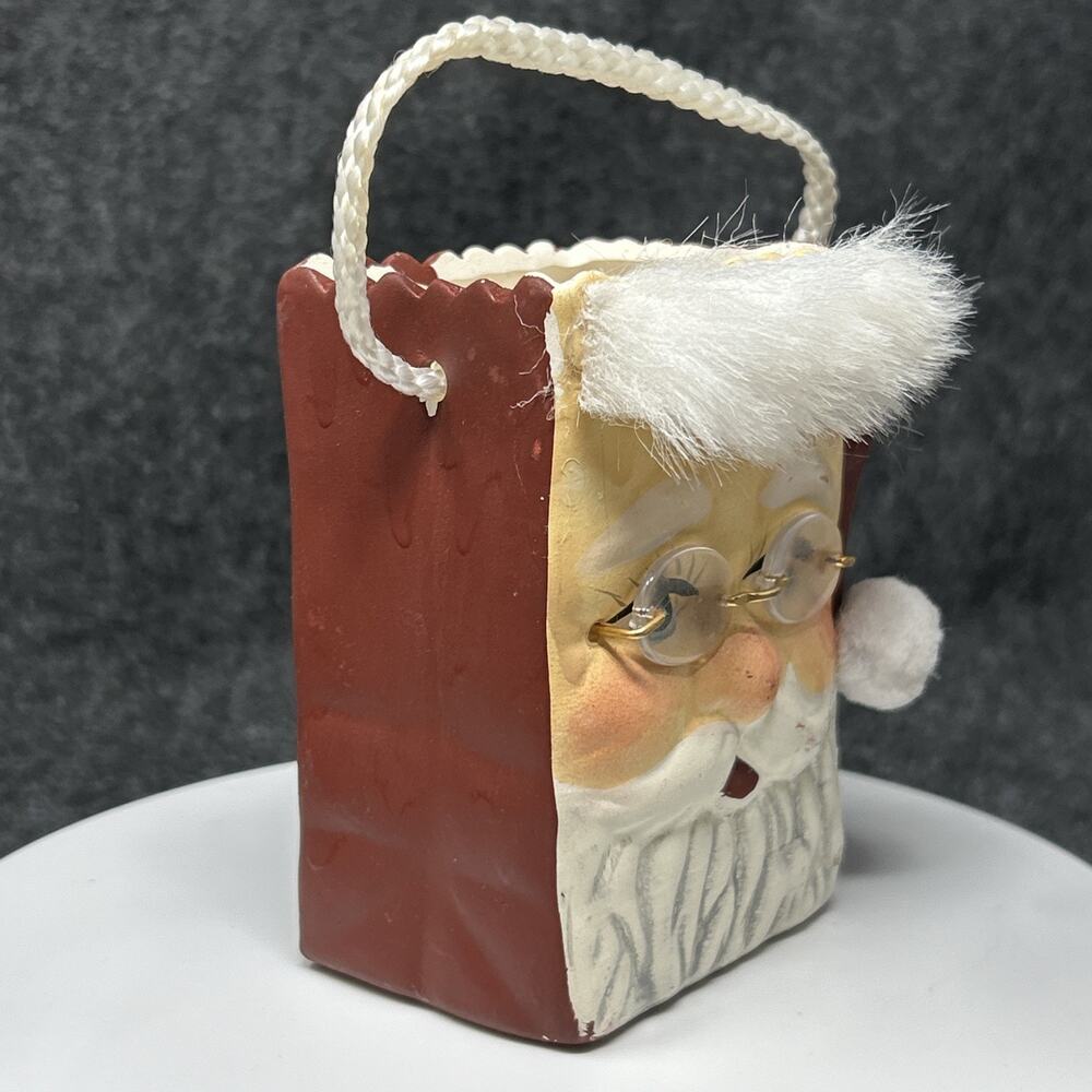 Vintage 1998 Magic Creations Santa w/ Glasses Ceramic Gift Bag Holiday Decor